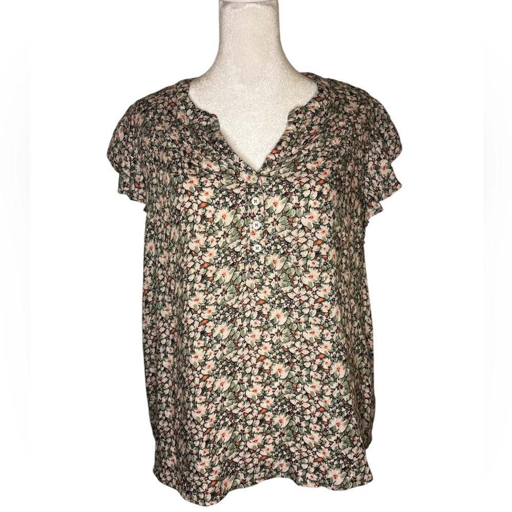Knox Rose Black and Pink Floral Blouse
